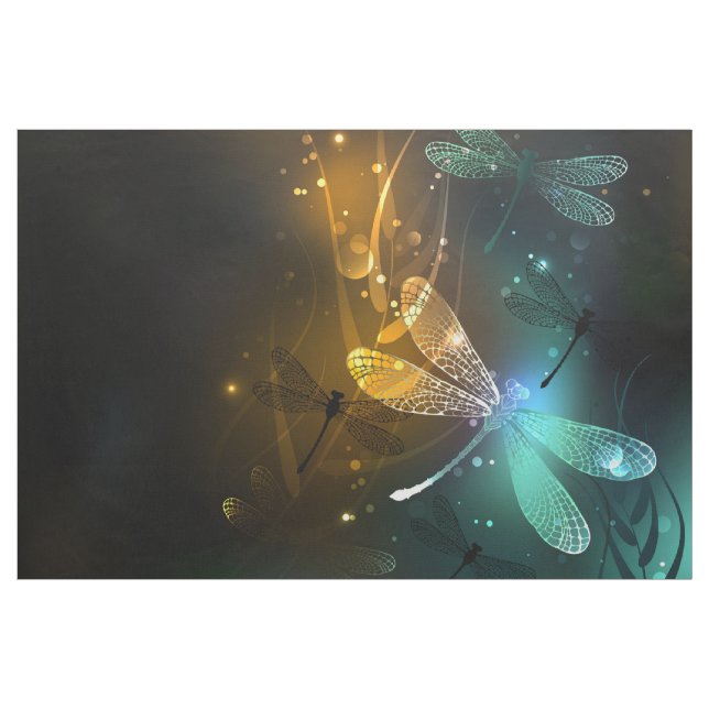 Green luminous dragonfly flight fabric (Yard)
