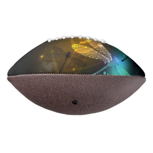 Green luminous dragonfly flight football