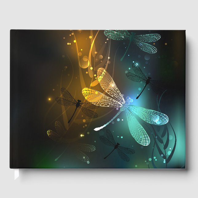 Green luminous dragonfly flight guest book (Front)