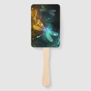 Green luminous dragonfly flight hand fan
