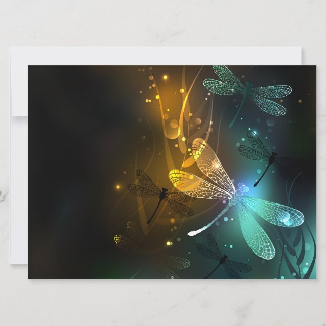 Green luminous dragonfly flight invitation (Front)