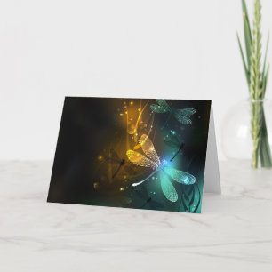 Green luminous dragonfly flight invitation