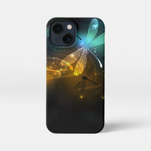 Green luminous dragonfly flight iPhone 13 mini case