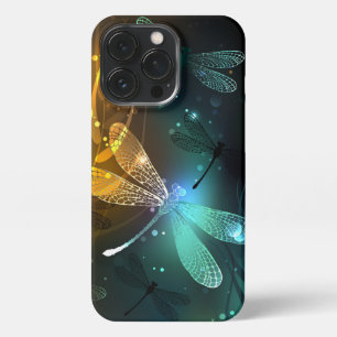 Green luminous dragonfly flight iPhone 13 pro case