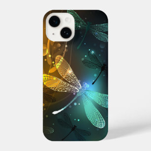 Green luminous dragonfly flight iPhone 14 case