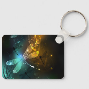 Green luminous dragonfly flight key ring