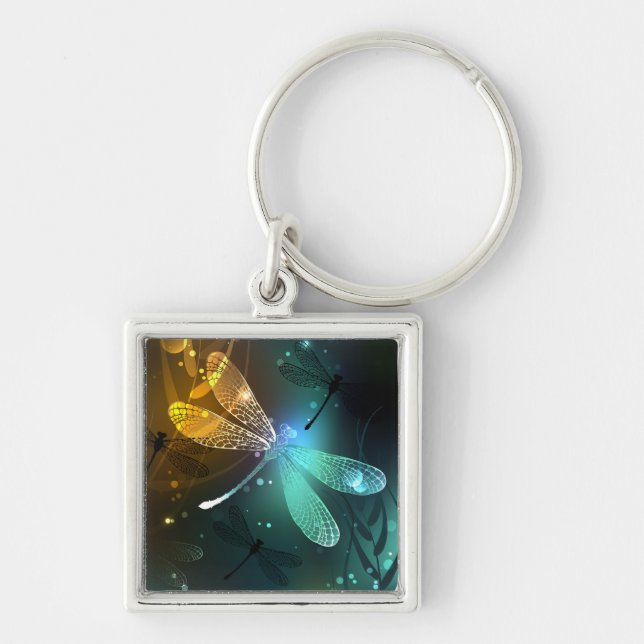 Green luminous dragonfly flight key ring (Front)