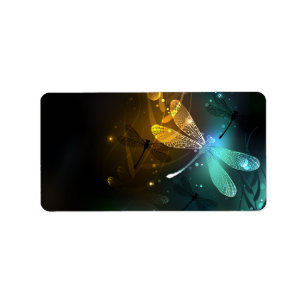 Green luminous dragonfly flight label