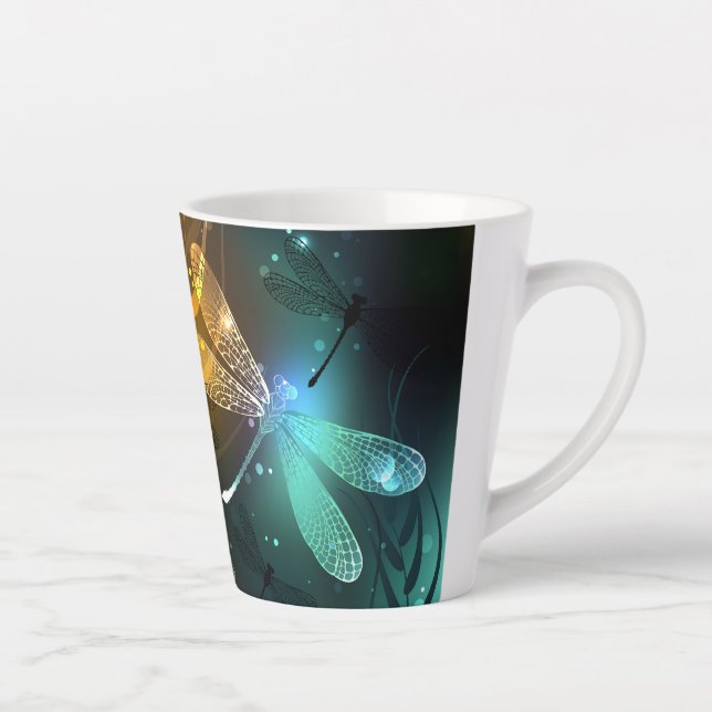 Green luminous dragonfly flight latte mug (Right)