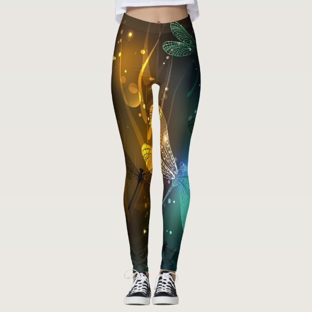 Green luminous dragonfly flight leggings (Front)