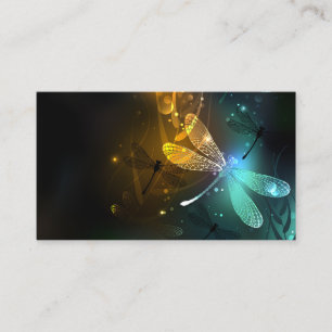 Green luminous dragonfly flight loyalty card