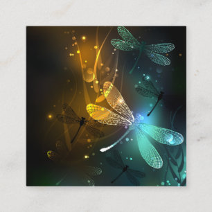 Green luminous dragonfly flight loyalty card