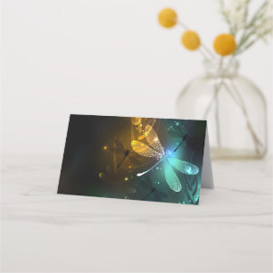 Green luminous dragonfly flight loyalty card