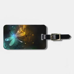Green luminous dragonfly flight luggage tag