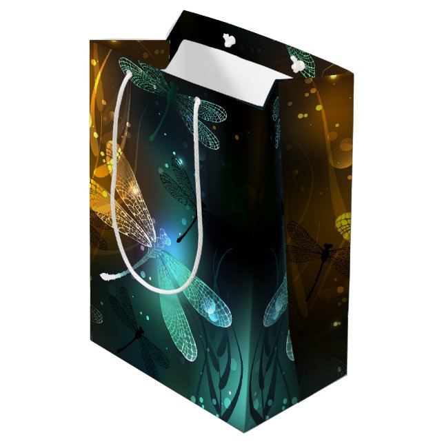 Green luminous dragonfly flight medium gift bag (Back Angled)