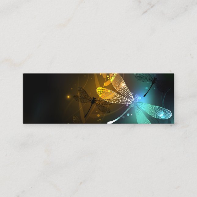 Green luminous dragonfly flight mini business card (Front)