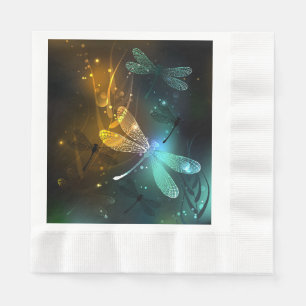 Green luminous dragonfly flight napkin