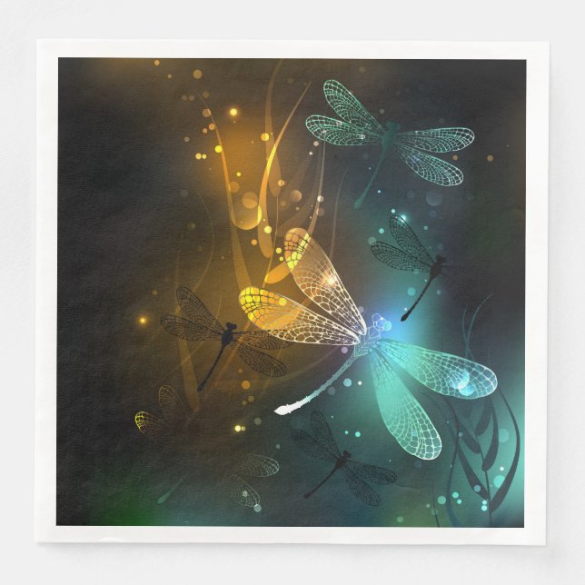 Green luminous dragonfly flight napkin (Front)