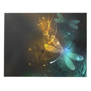 Green luminous dragonfly flight notepad