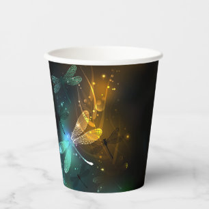Green luminous dragonfly flight paper cups