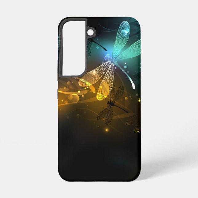 Green luminous dragonfly flight samsung galaxy s22 case (Back)