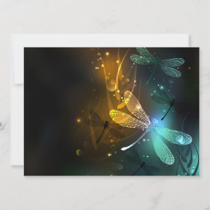Green luminous dragonfly flight save the date