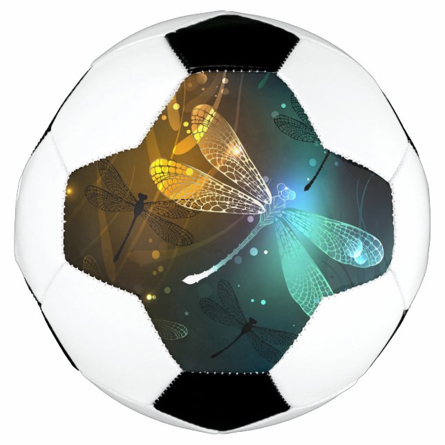 Green luminous dragonfly flight soccer ball (Front)
