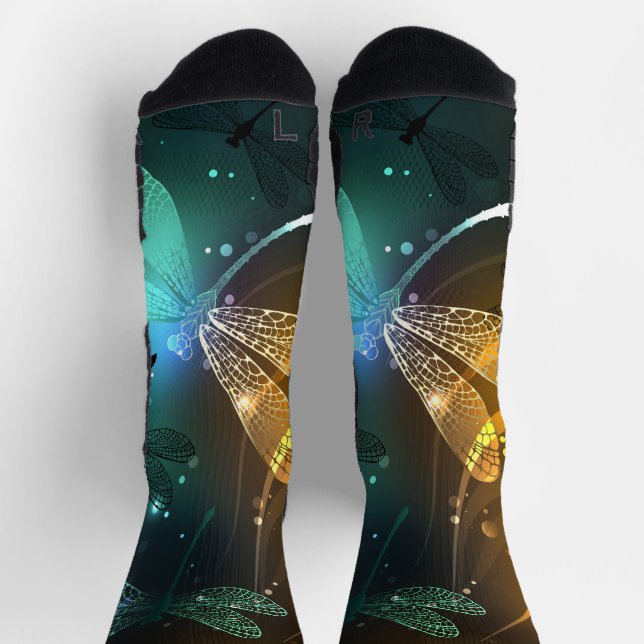 Green luminous dragonfly flight socks (Top)
