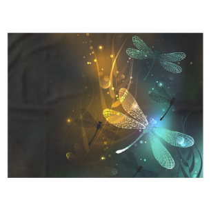 Green luminous dragonfly flight tablecloth