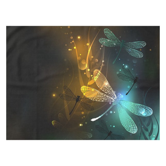 Green luminous dragonfly flight tablecloth (Front (Horizontal))