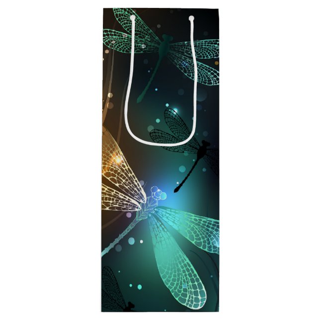 Green luminous dragonfly flight wine gift bag (Front)