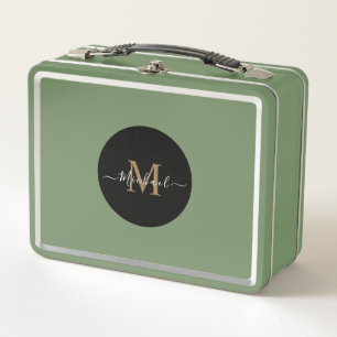 Green Lunchbox with Personalised Name & QR Code