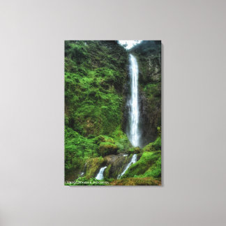 Green Lush Tranquil Waterfall Indonesia Landscape Canvas Print