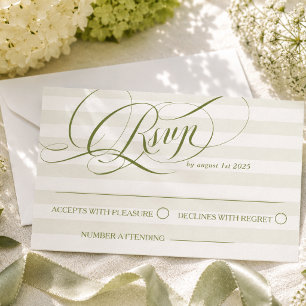 Green Luxury Calligraphy Wedding RSVP Card