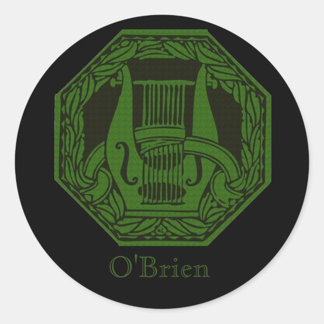 Green Lyre Badge Classic Round Sticker (Front)