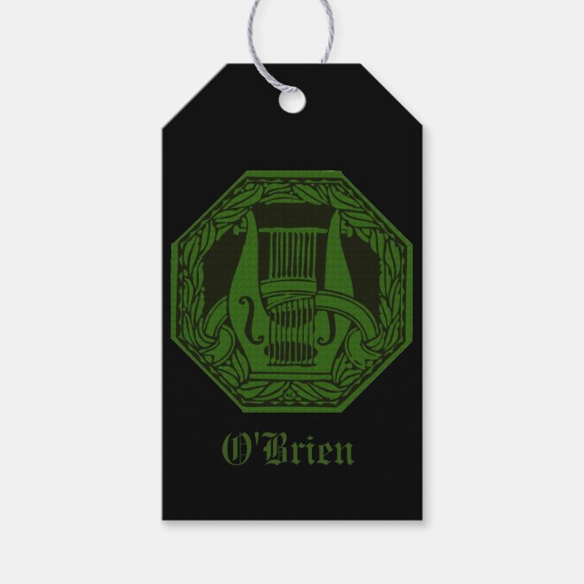 Green Lyre Badge Personalised Gift Tags (Front)