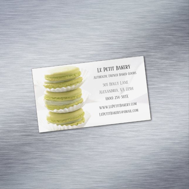  Green Macarons Food Pastry Chef Bakery Baker Magnetic Business Card (In Situ)