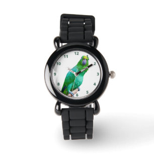 Green Macaw Parrot on a Limb Customisable Watch