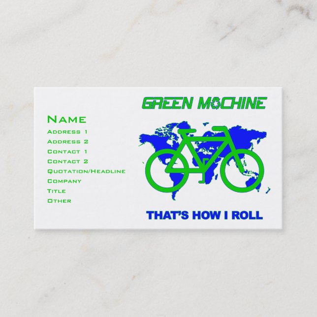 Green Machine Business Card (Front)