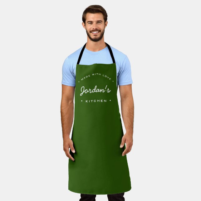 Green Made with Love Custom Your Kitchen Apron (Worn)