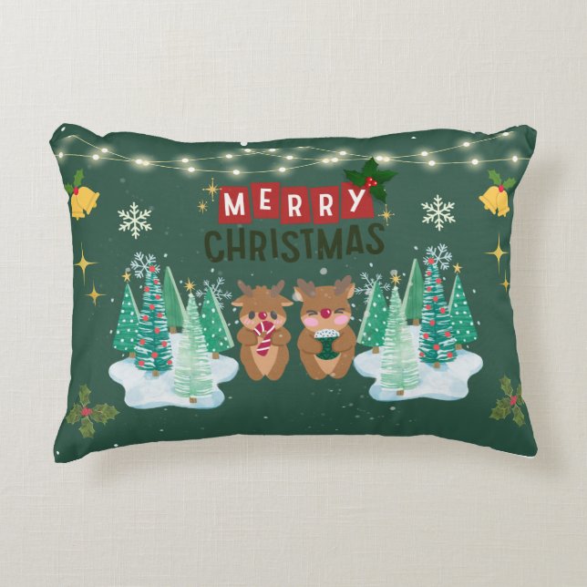 Green Magic Christmas Pillow (Front)