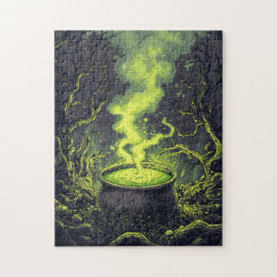 Green Magic Potion Cauldron Halloween Jigsaw Puzzle