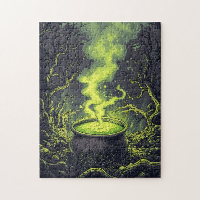 Green Magic Potion Cauldron Halloween Jigsaw Puzzle (Vertical)