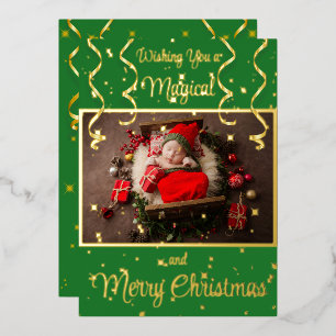 Green Magical Photo Merry Christmas Greeting