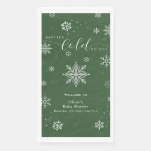 Green Magical Snowflake Baby Shower Welcome  Napkin