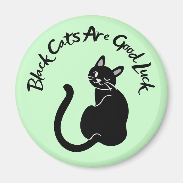 Green Magnet - Black Cats Are Good Luck (Front)