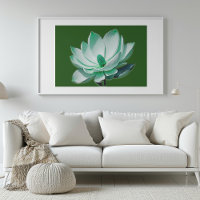 Green Magnolia Flower Watercolor Wall Art Print