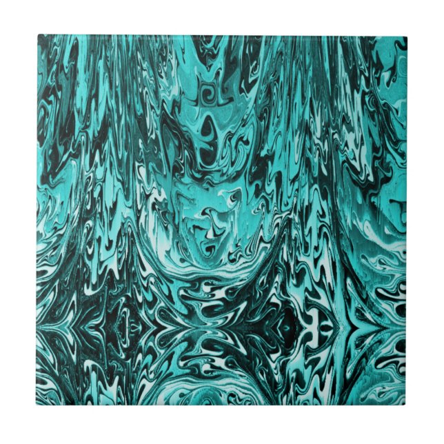 Green Malachite Fluid Acrylic Pour Marble Tile (Front)