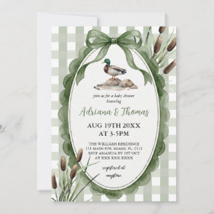 Green Mallard Duck Baby Shower Invitation