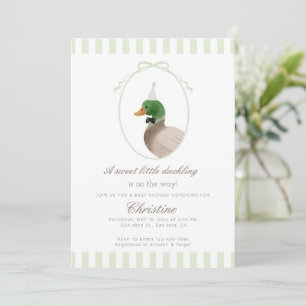 green mallard duck baby shower invitation